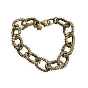 J Crew Bracelet Pave Crystal Gold Tone Chain Link 7.5"